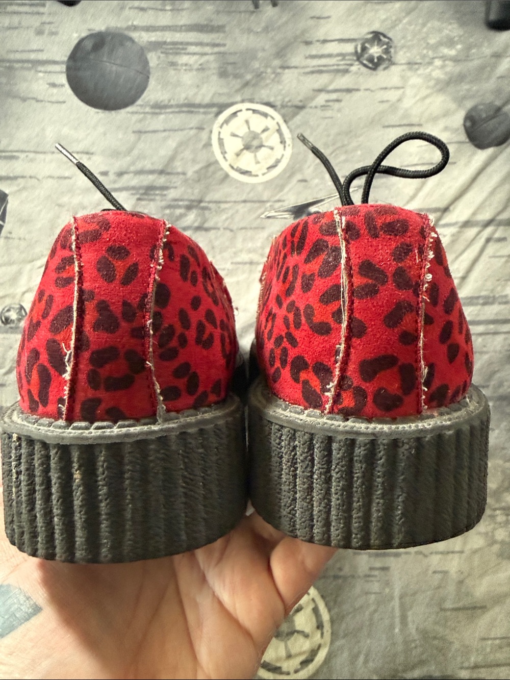 GUC TUK VEGAN SUEDE RARE RED LEOPARD CREEPERS SZ UK 7 - Picture 5 of 8